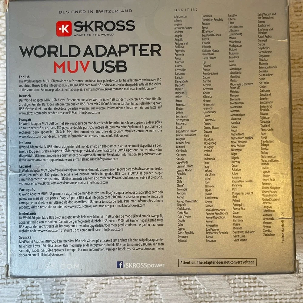 New SKROSS World Travel adaptor MUV USB AC65PD